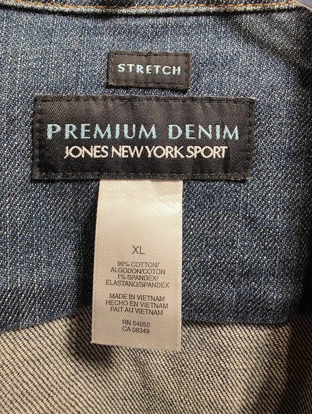 Jones New York Blue Denim Jacket with Rhinestone Trim